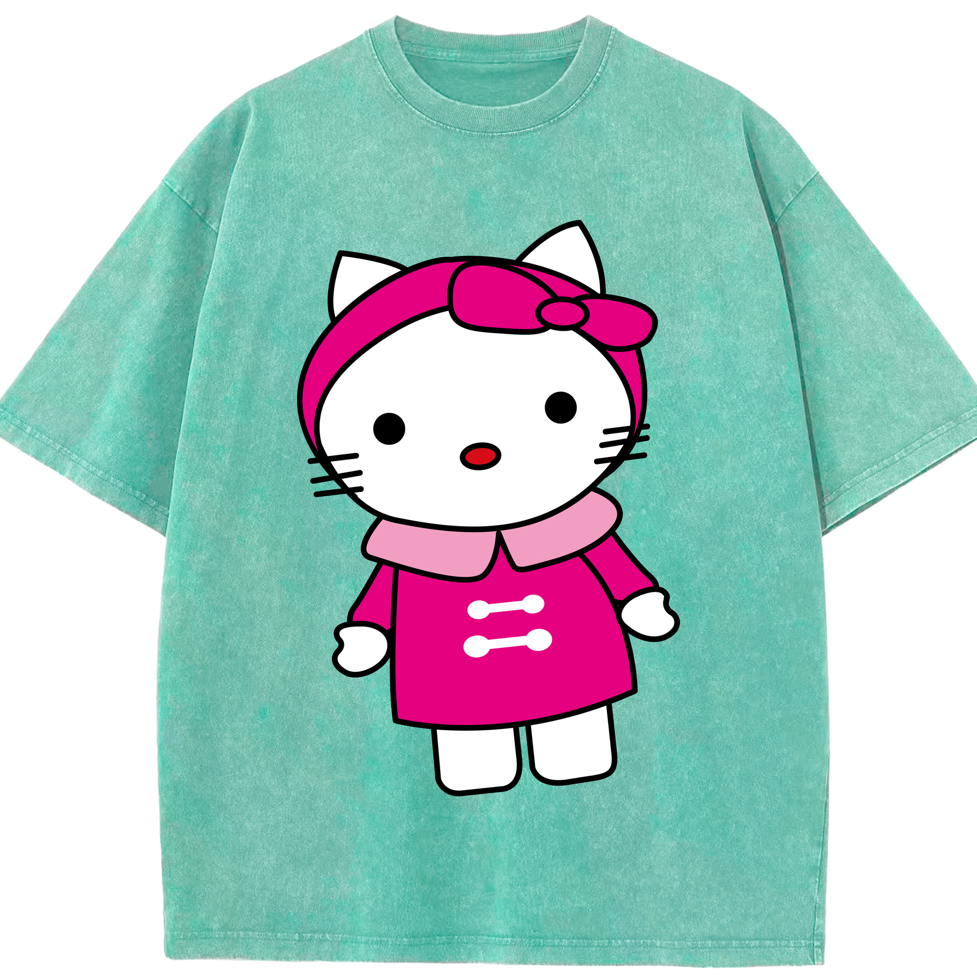 （画像用） Hello Kitty ハローキティ 綿100% ヴィンテージ風 半袖Tシャツ（フロントプリント）